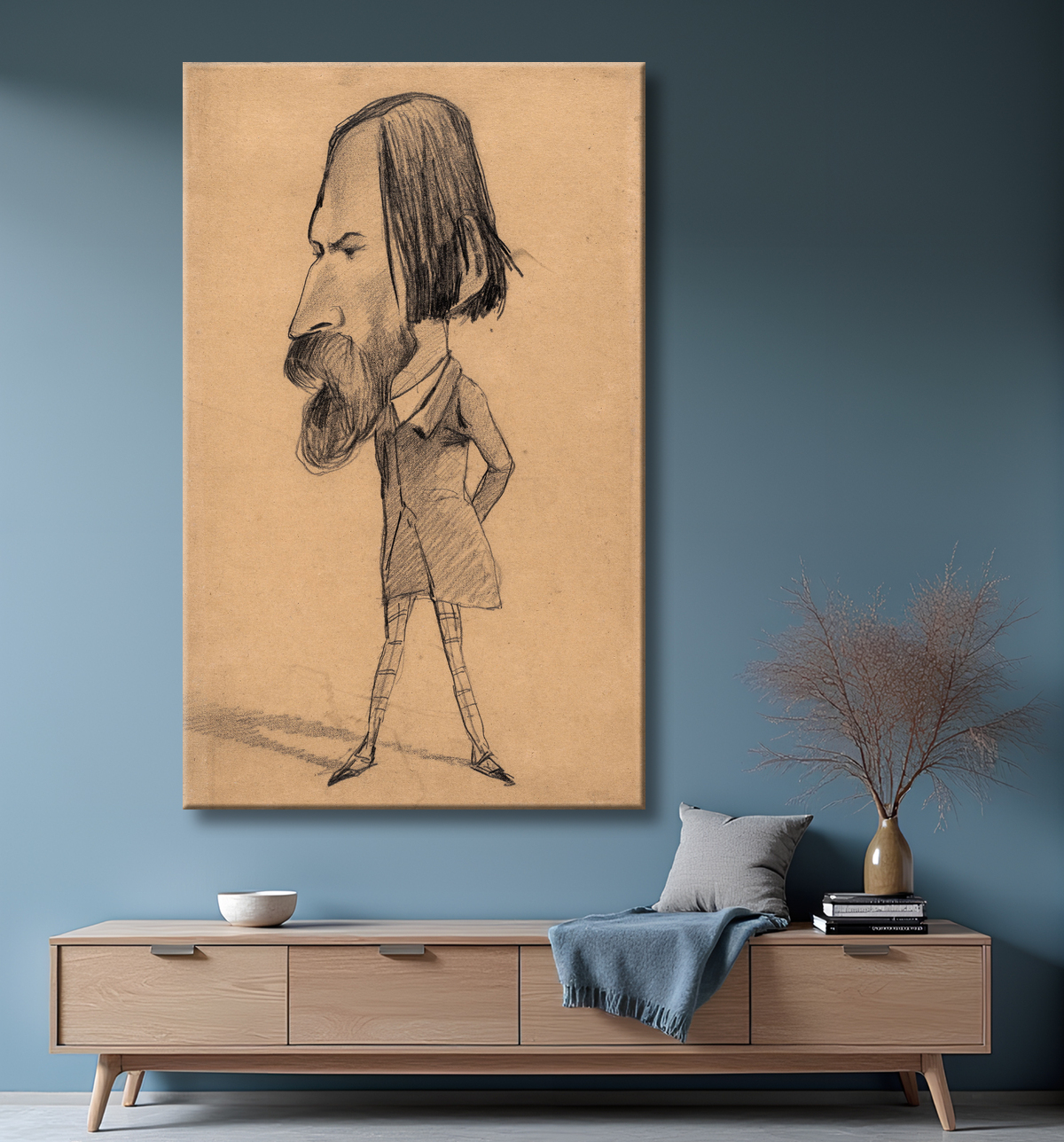 Reproduction Caricature d'Auguste Vacquerie de Claude Monet avec decor