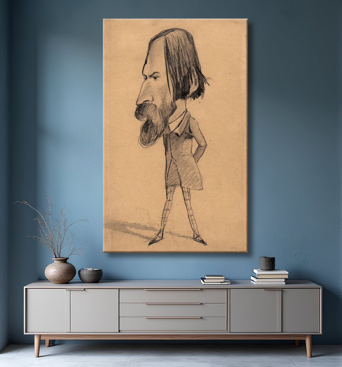 Reproduction Caricature d'Auguste Vacquerie de Claude Monet avec decor