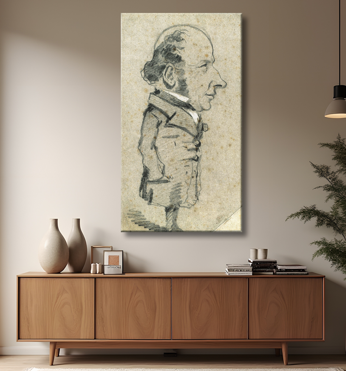 Reproduction Caricature d'Eugène Marcel de Claude Monet avec decor