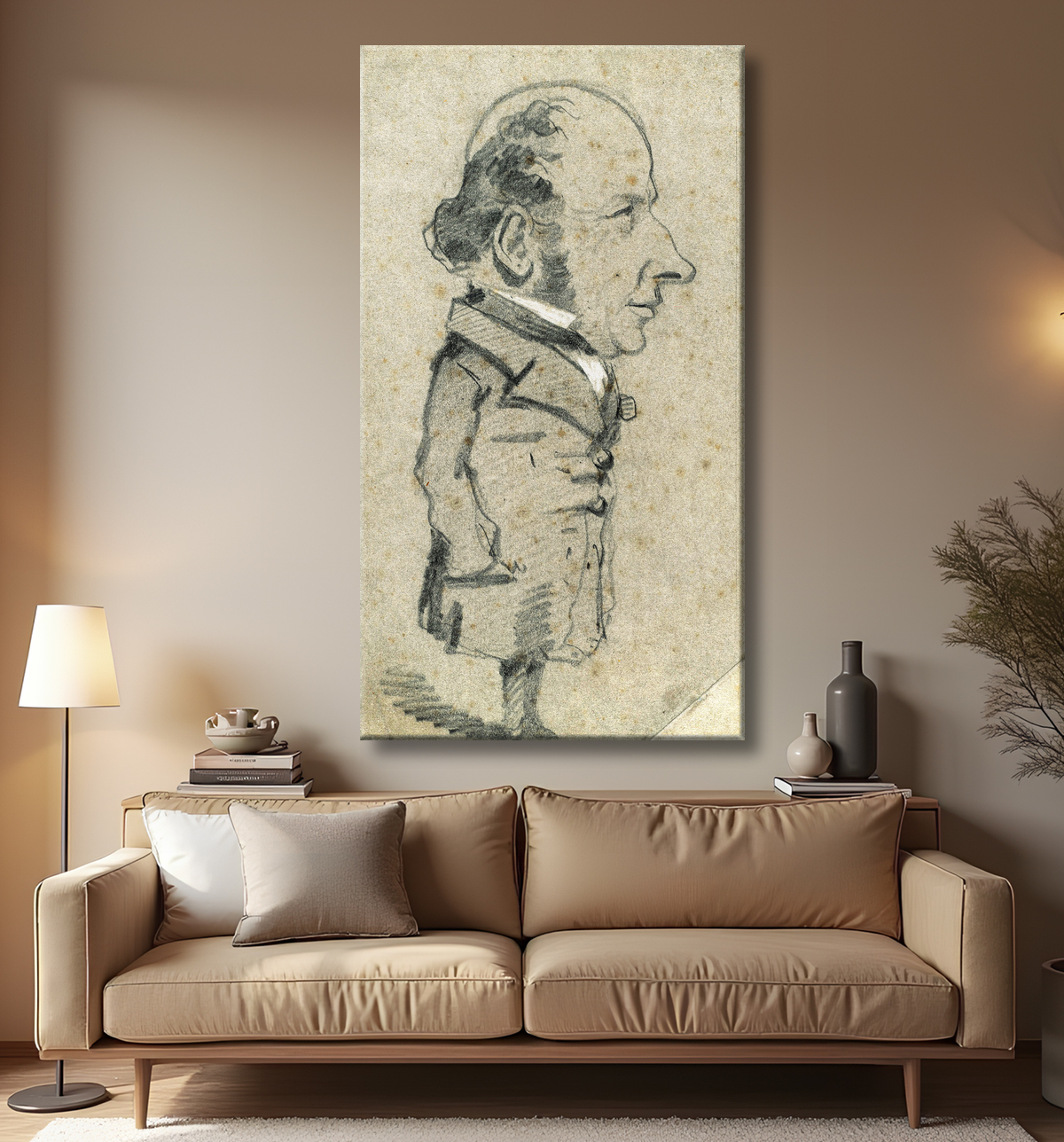 Reproduction Caricature d'Eugène Marcel de Claude Monet avec decor