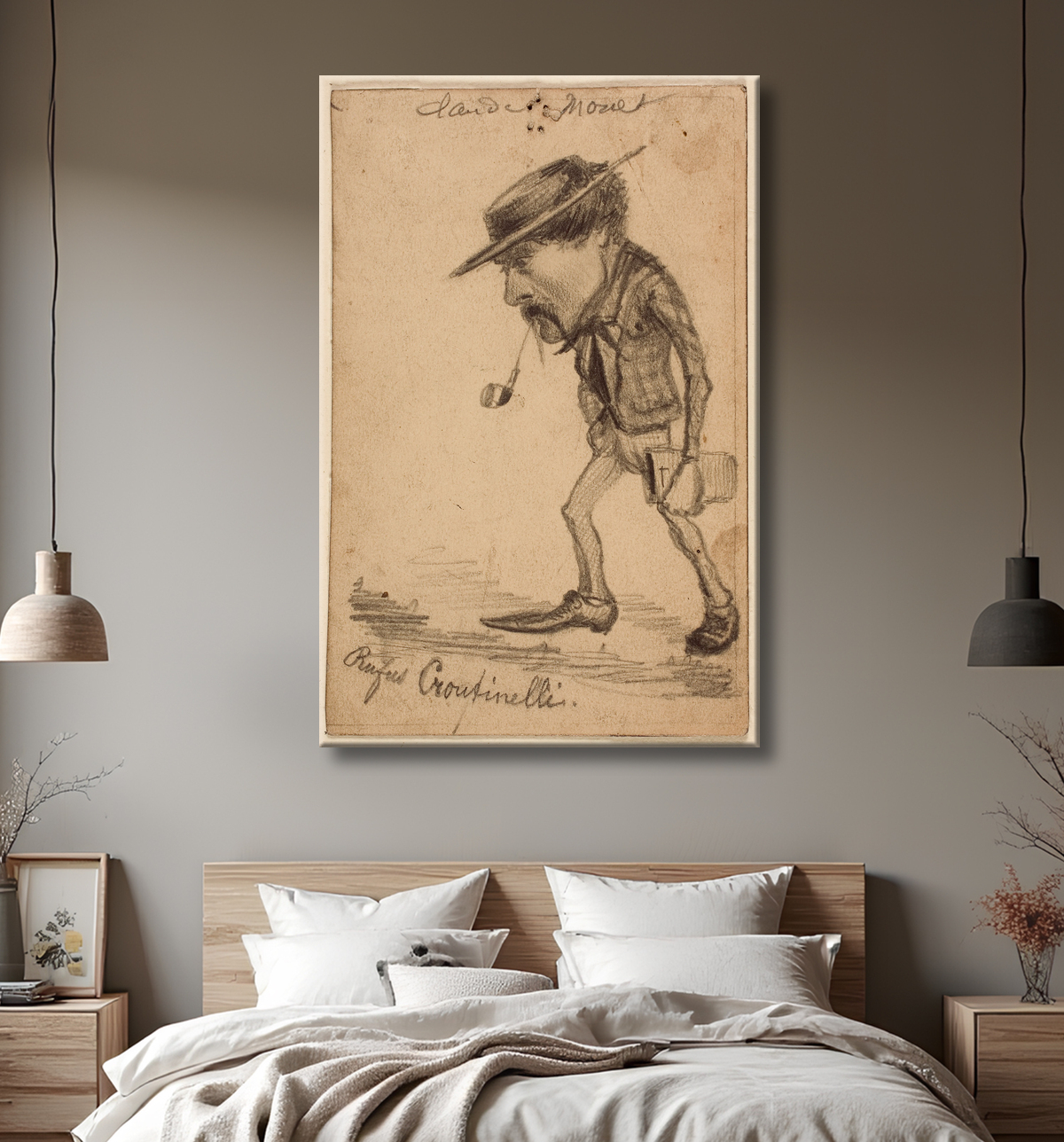 Reproduction Caricature d'Henri Cassinelli ("Rufus Croutinelli") de Claude Monet avec decor