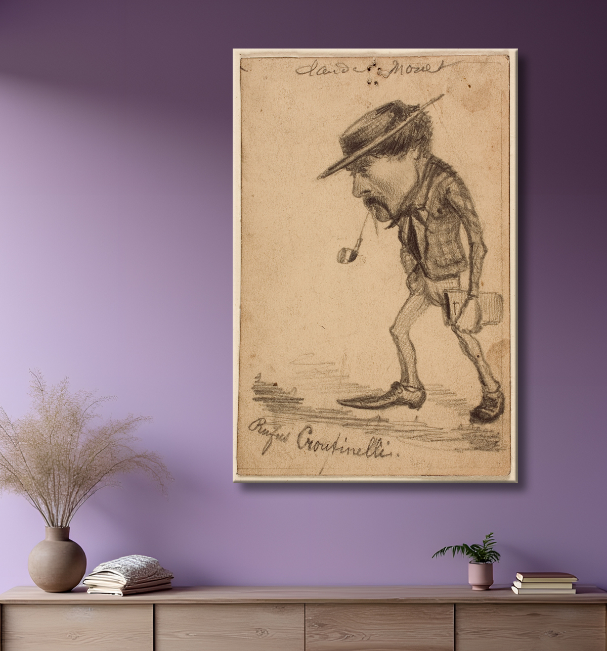Reproduction Caricature d'Henri Cassinelli ("Rufus Croutinelli") de Claude Monet avec decor