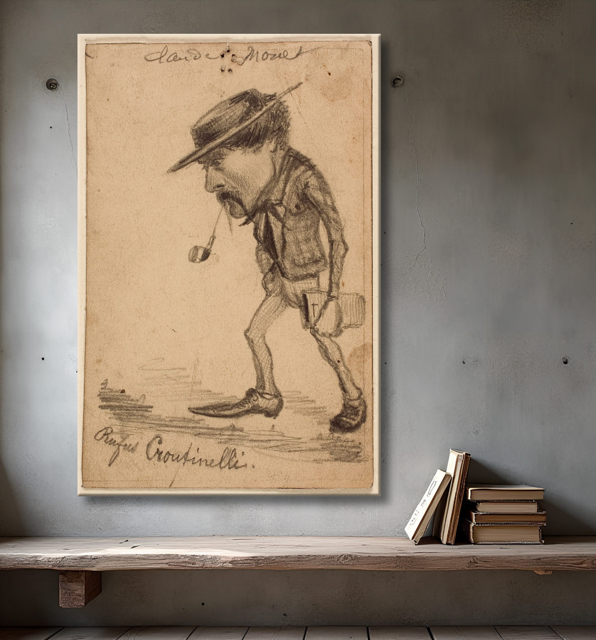 Reproduction Caricature d'Henri Cassinelli ("Rufus Croutinelli") de Claude Monet avec decor