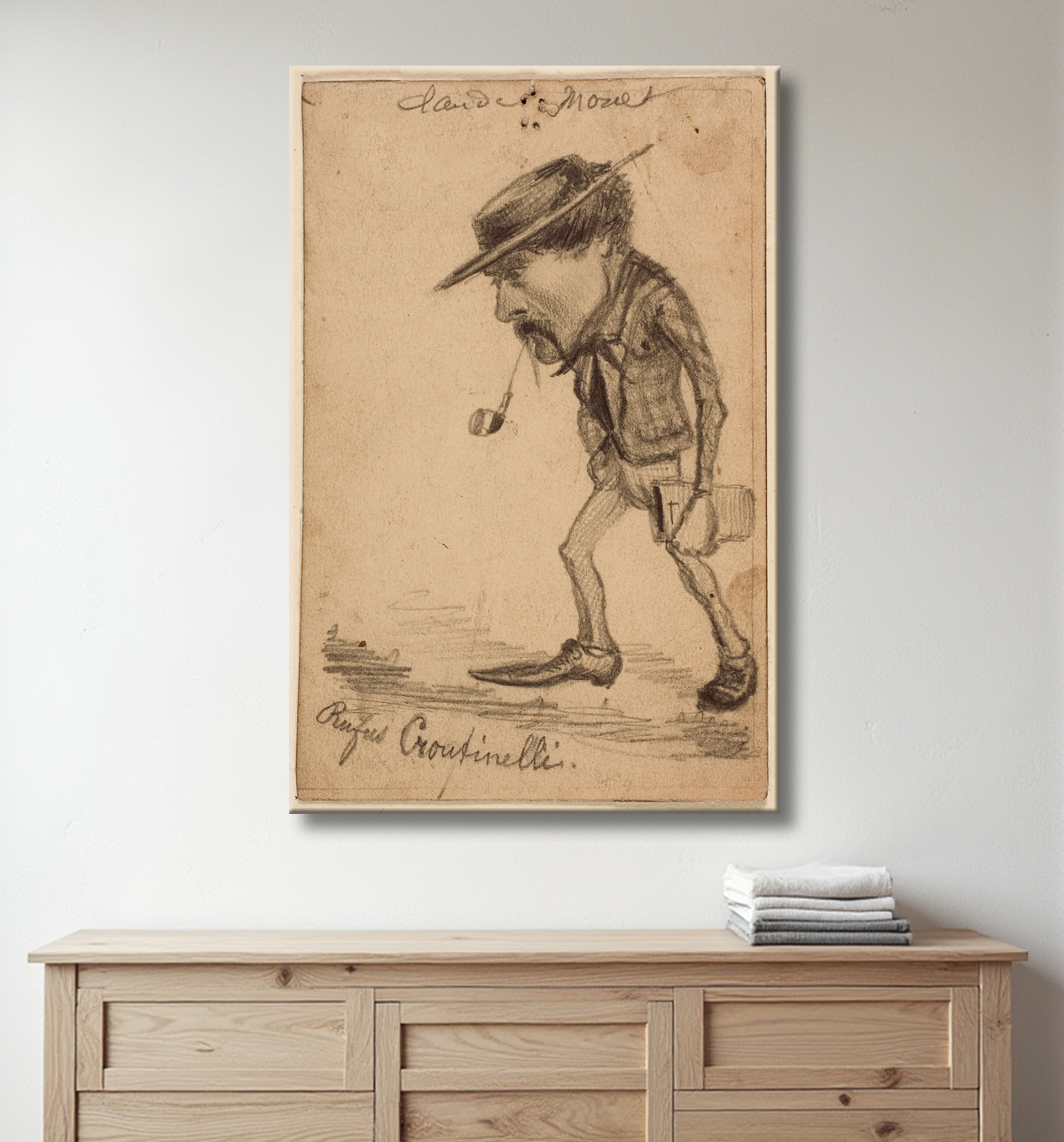 Reproduction Caricature d'Henri Cassinelli ("Rufus Croutinelli") de Claude Monet avec decor