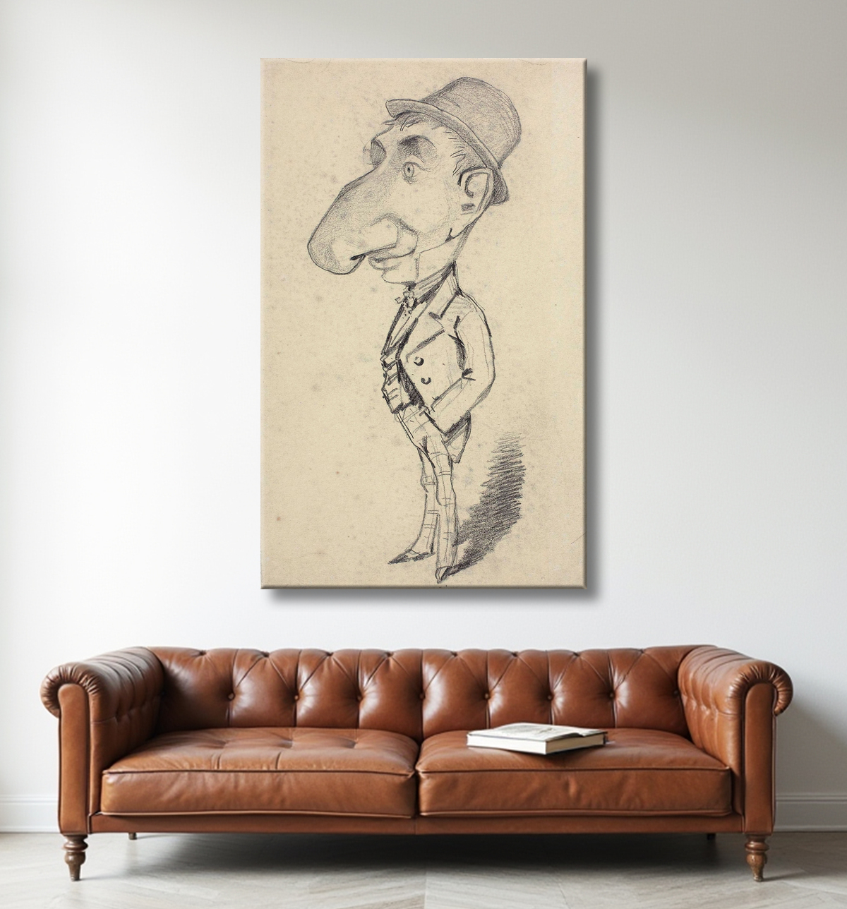 Reproduction Caricature d'un homme au gros nez de Claude Monet avec decor