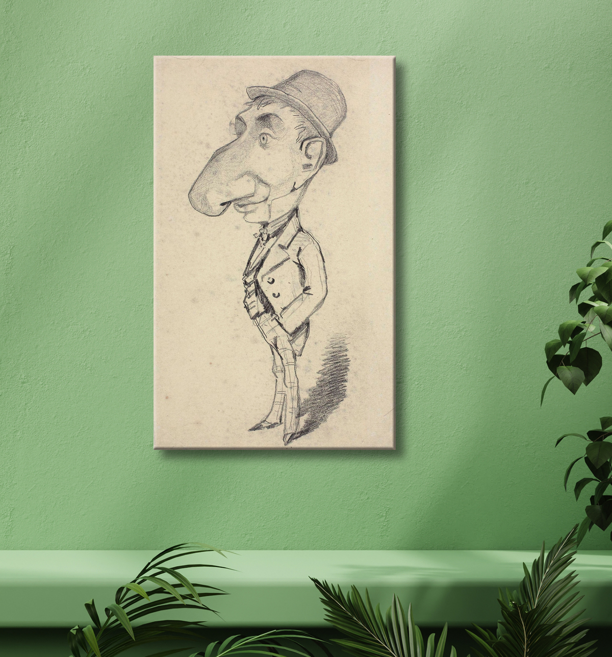 Reproduction Caricature d'un homme au gros nez de Claude Monet avec decor