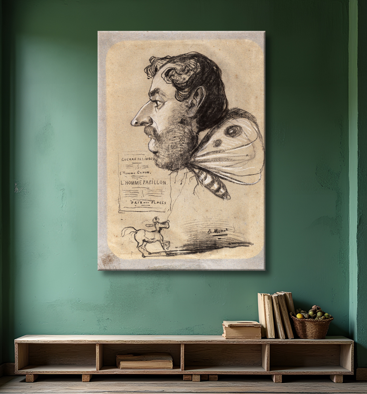 Reproduction Caricature de Jules Didier (« Homme papillon ») de Claude Monet avec decor