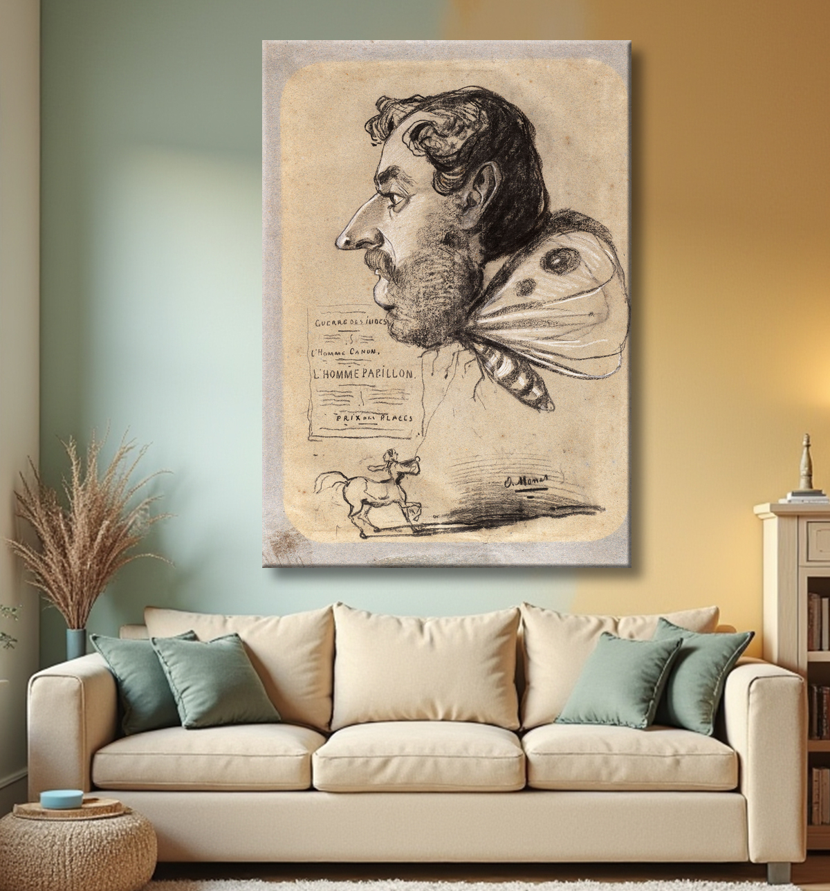 Reproduction Caricature de Jules Didier (« Homme papillon ») de Claude Monet avec decor