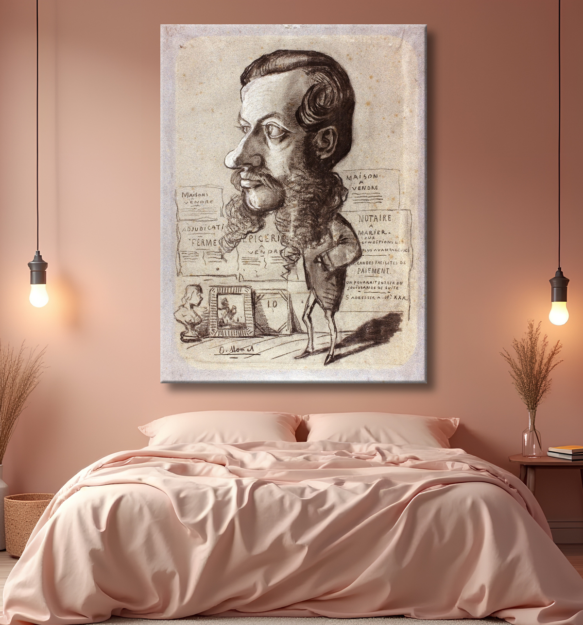 Reproduction Caricature of Léon Manchon de Claude Monet avec decor