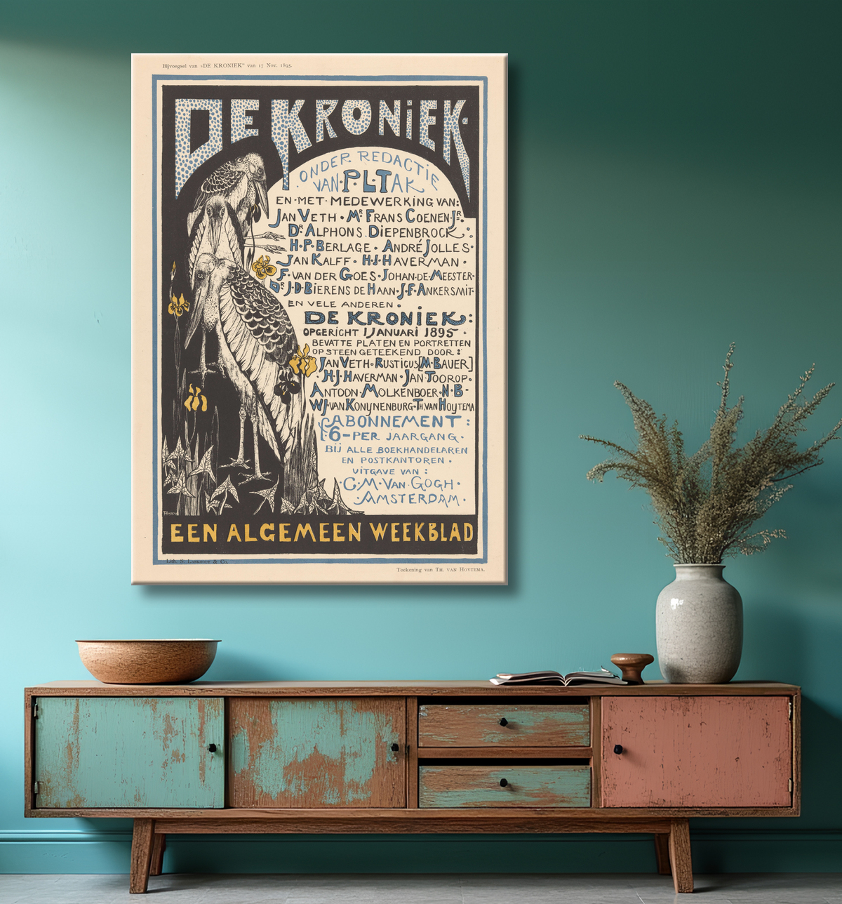 Reproduction Carte publicitaire pour 'La Chronique' de Theo van Hoytema avec decor