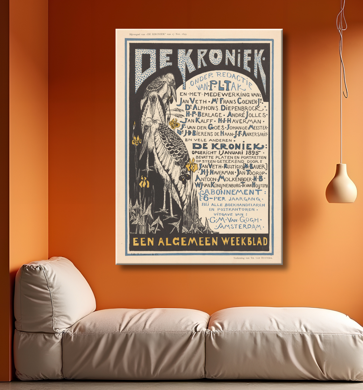 Reproduction Carte publicitaire pour 'La Chronique' de Theo van Hoytema avec decor