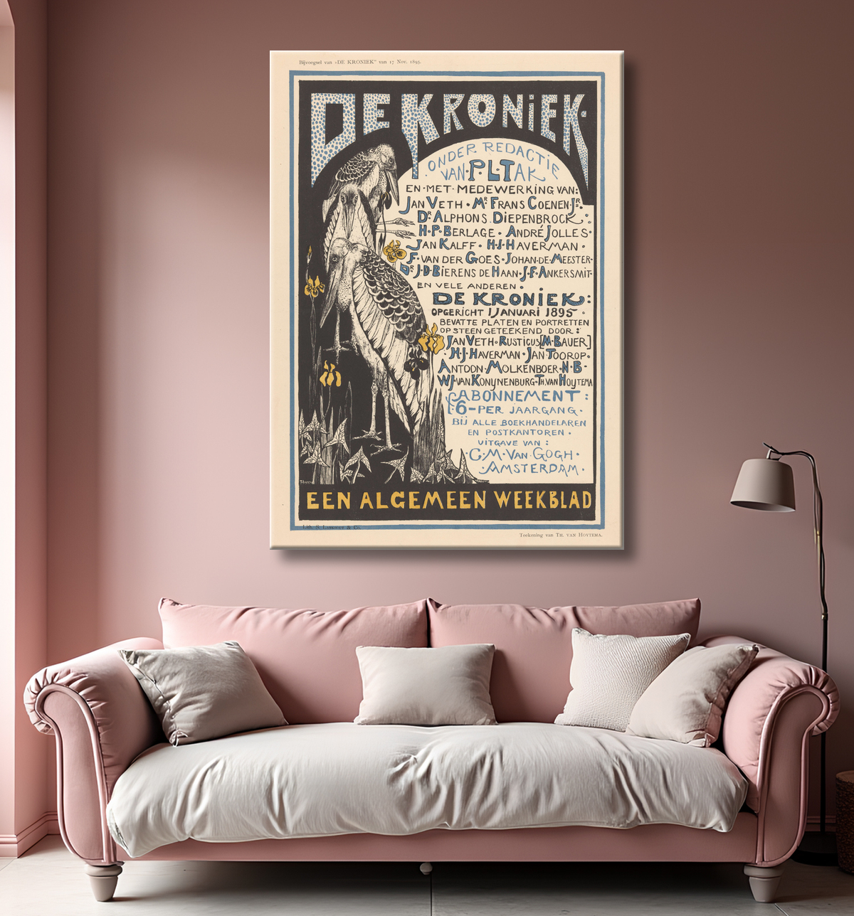 Reproduction Carte publicitaire pour 'La Chronique' de Theo van Hoytema avec decor