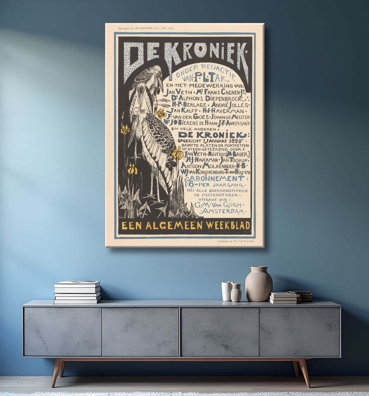 Reproduction Carte publicitaire pour 'La Chronique' de Theo van Hoytema avec decor