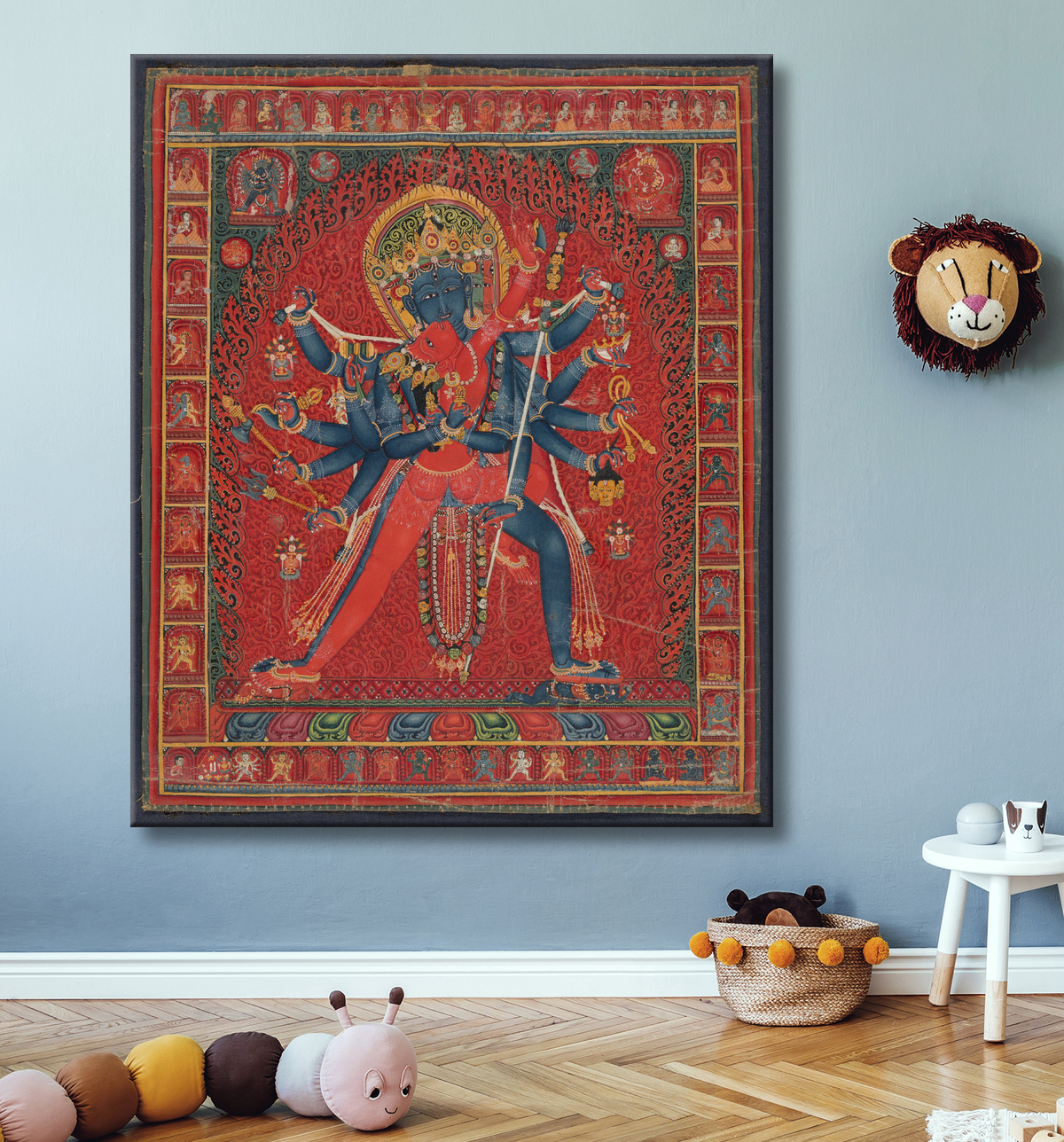Reproduction Chakrasamvara et épouse Vajravarahi avec decor