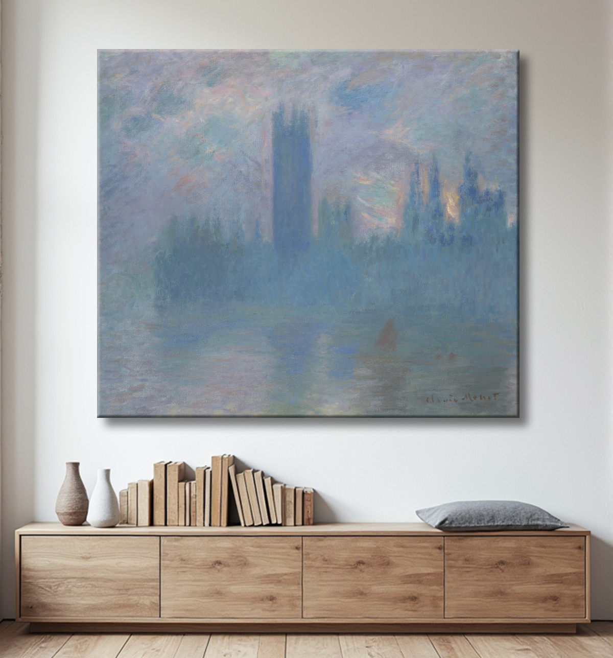 Reproduction Chambres du Parlement, Londres de Claude Monet avec decor