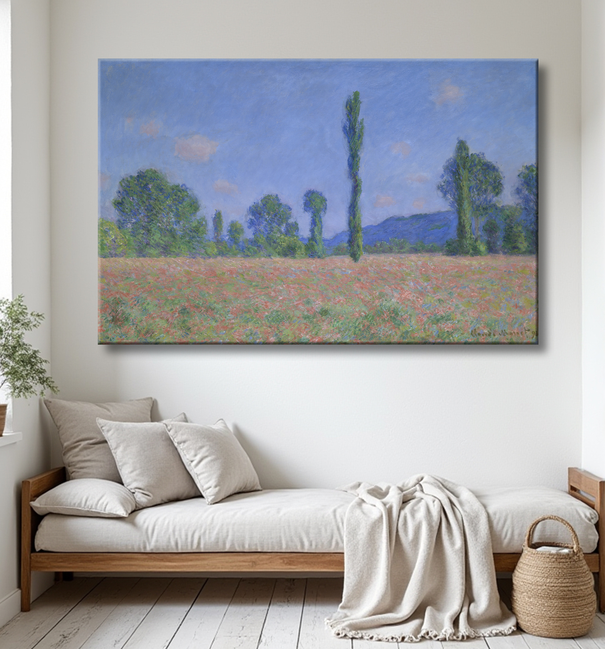 Reproduction Champ de coquelicots (Giverny) de Claude Monet avec decor