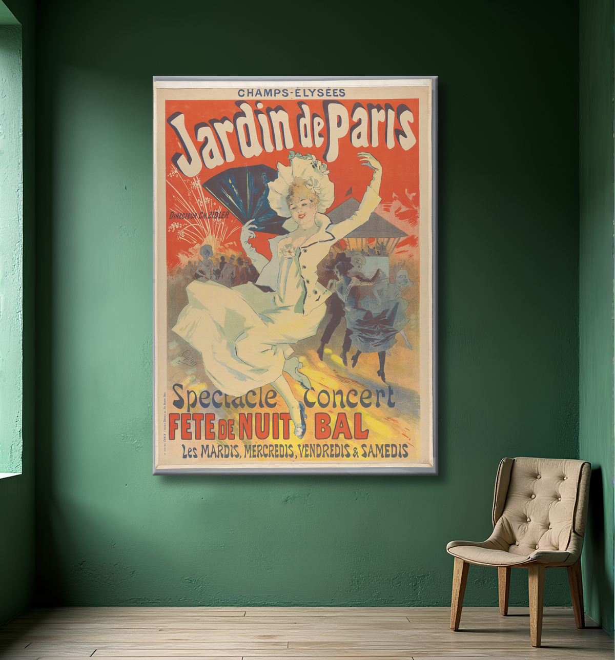 Reproduction Champs-Elysées. Jardin de Paris, 1890 de Jules Chéret avec decor