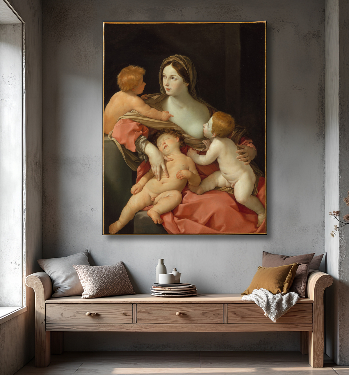 Reproduction Charité de Guido Reni avec decor