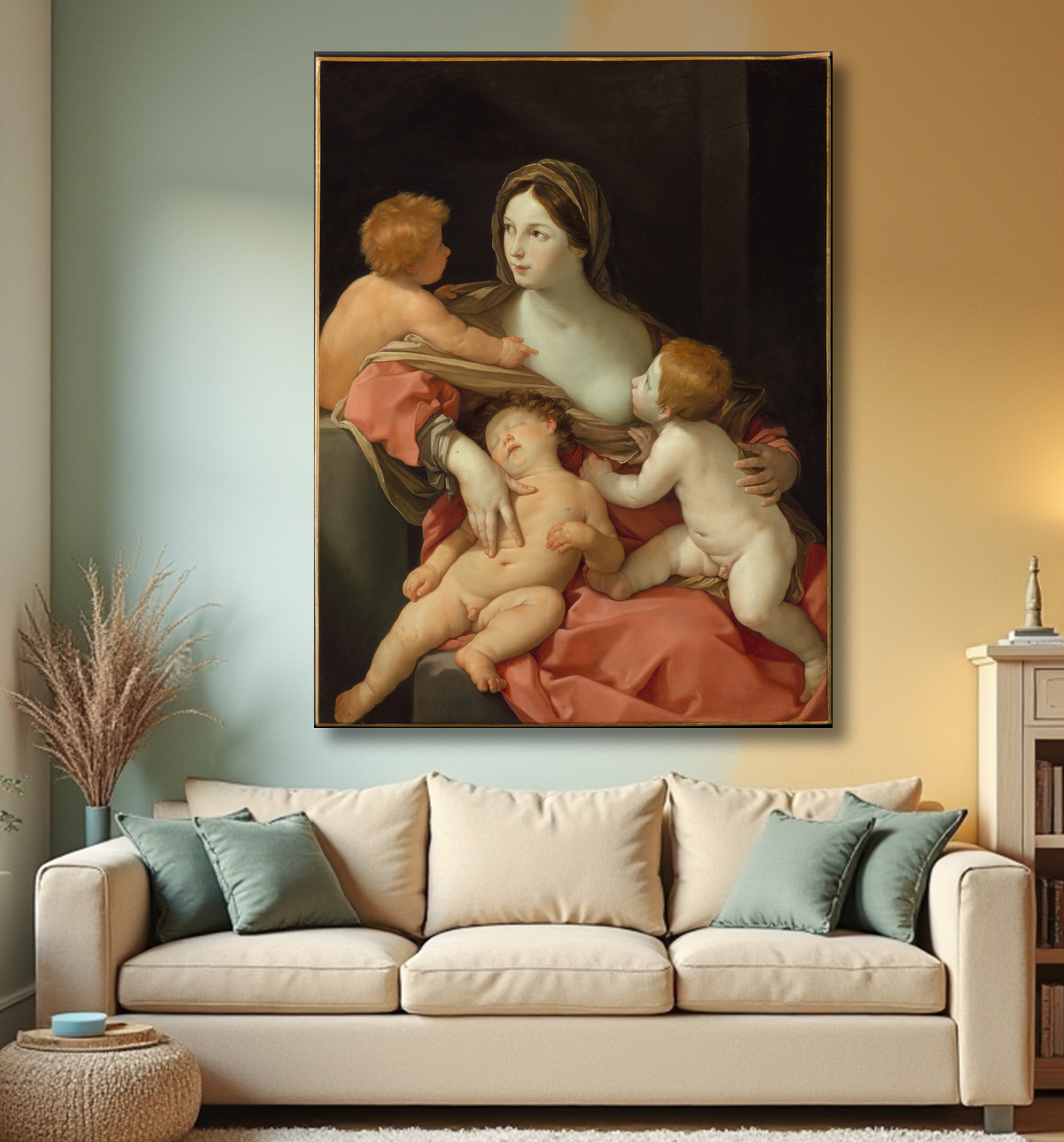 Reproduction Charité de Guido Reni avec decor
