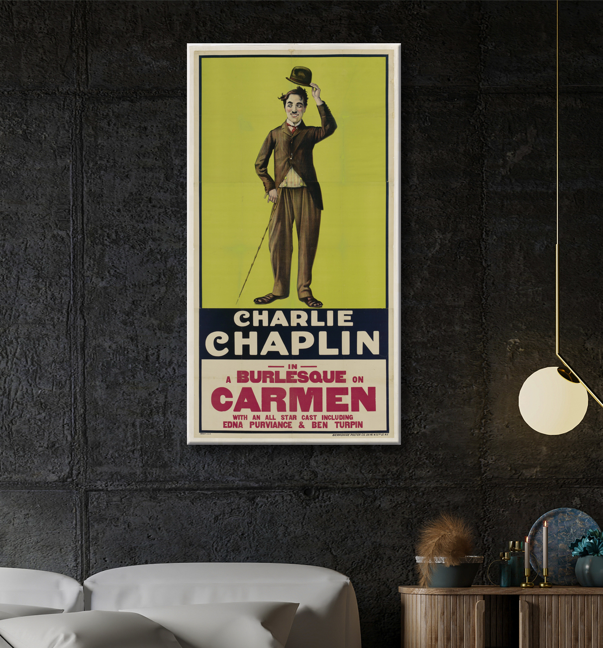 Reproduction Charlie Chaplin de Berkshire Poster Company, c. 1914 - 1930s avec decor