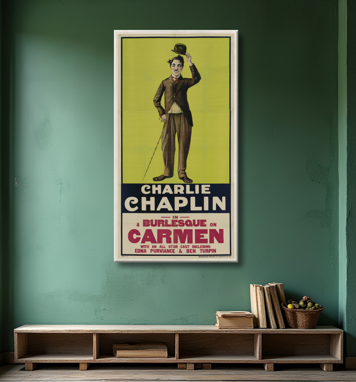 Reproduction Charlie Chaplin de Berkshire Poster Company, c. 1914 - 1930s avec decor