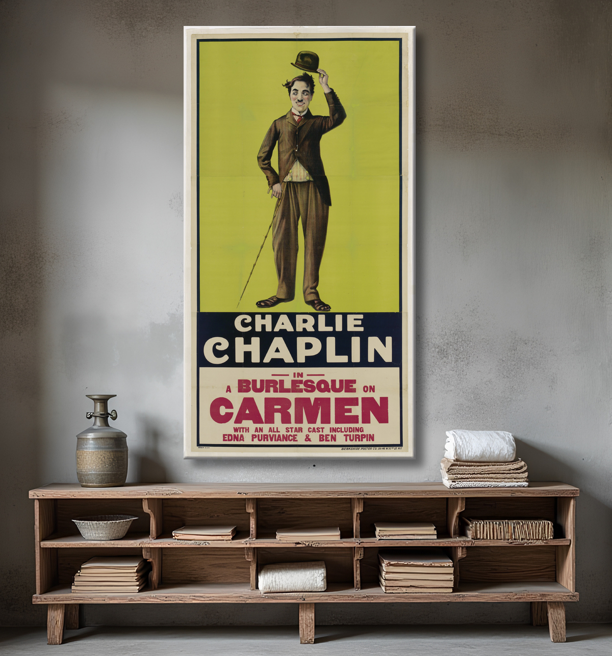 Reproduction Charlie Chaplin de Berkshire Poster Company, c. 1914 - 1930s avec decor