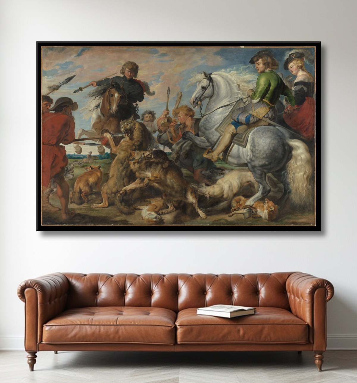 Reproduction Chasse au loup et au renard de Peter Paul Rubens avec decor