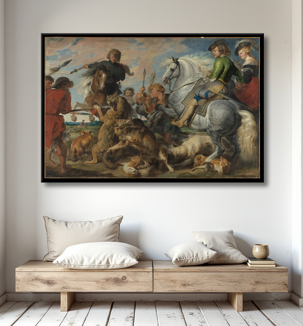 Reproduction Chasse au loup et au renard de Peter Paul Rubens avec decor