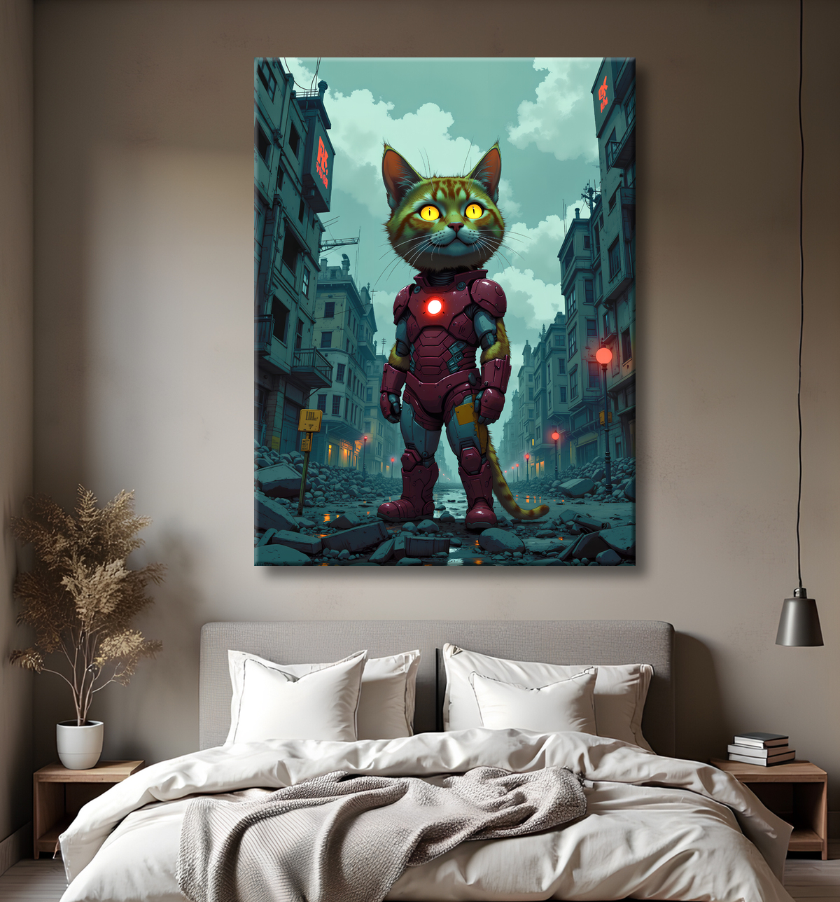 Tableau chat super-héros | Décoration originale et amusante avec decor