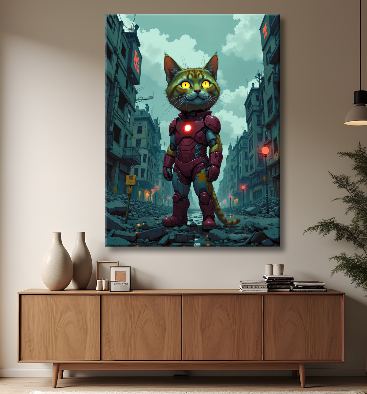 Tableau chat super-héros | Décoration originale et amusante avec decor