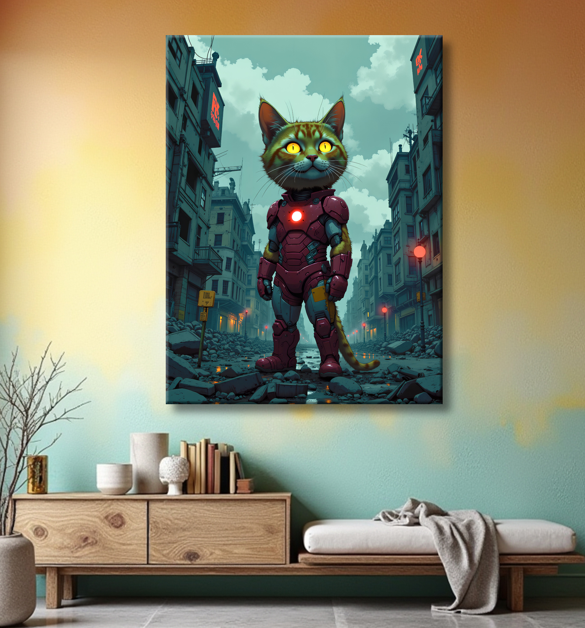 Tableau chat super-héros | Décoration originale et amusante avec decor