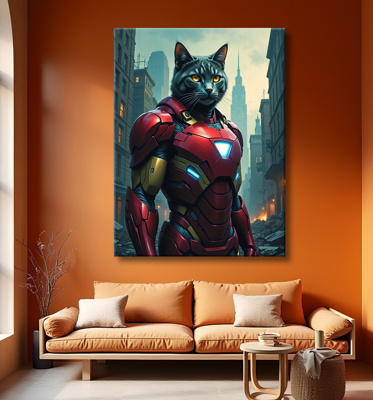 Tableau chat super-héros | Décoration originale et amusante avec decor