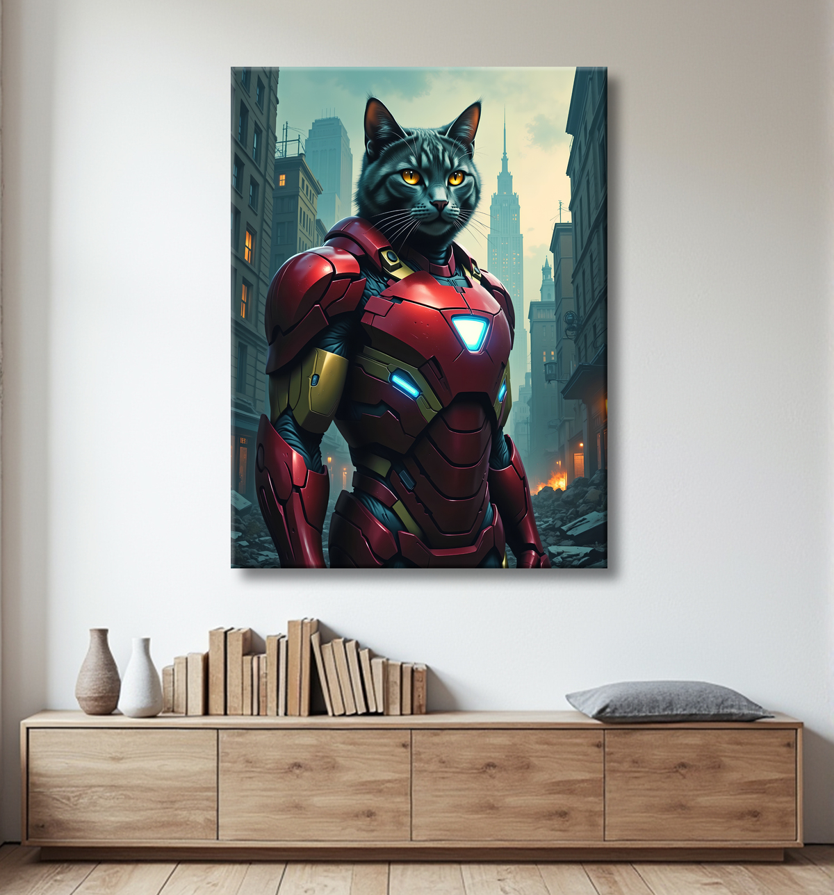 Tableau chat super-héros | Décoration originale et amusante avec decor