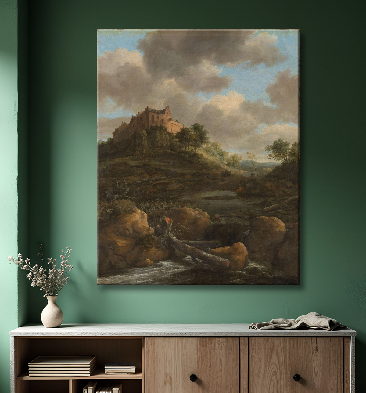 Reproduction Château de Bentheim de Jacob Isaacksz van Ruisdael avec decor