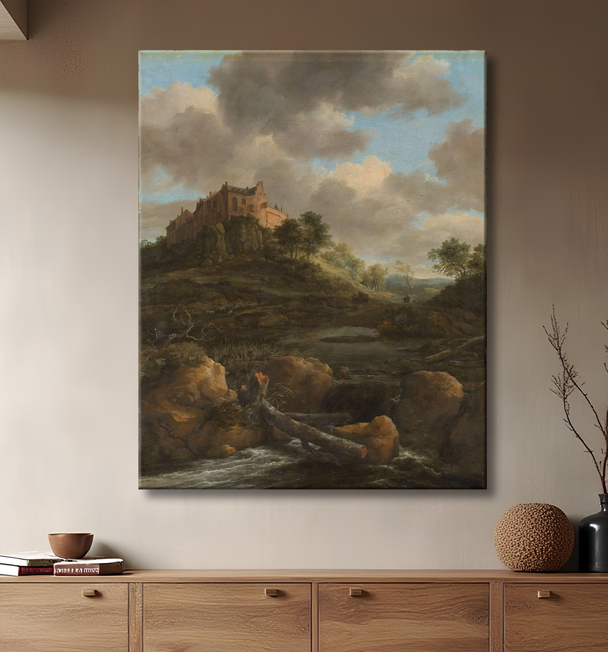 Reproduction Château de Bentheim de Jacob Isaacksz van Ruisdael avec decor