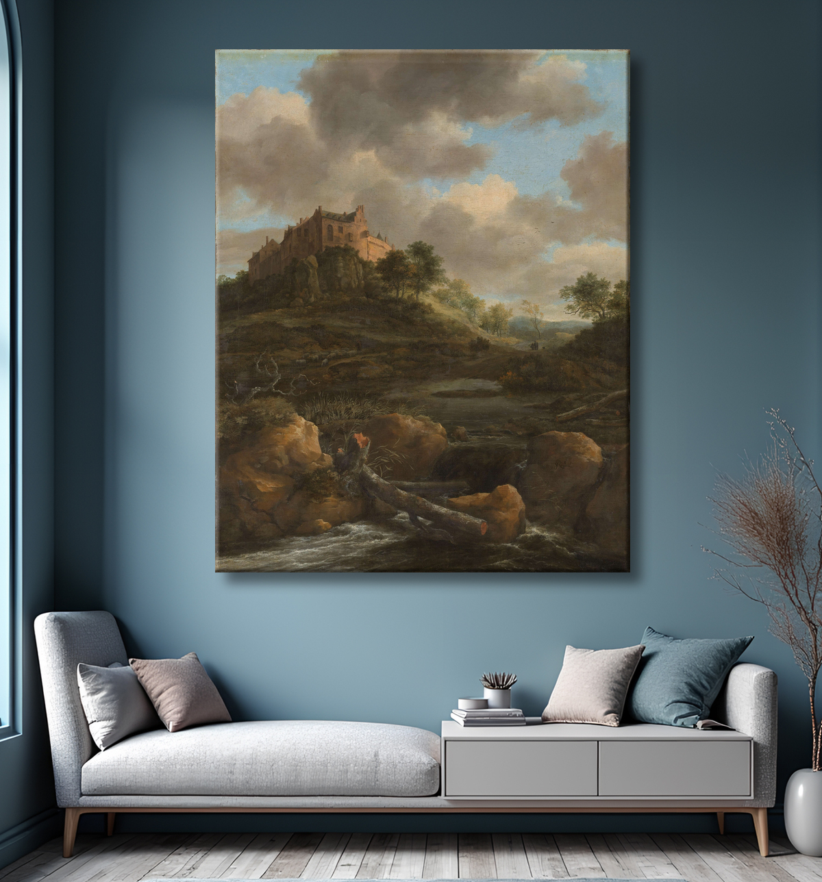 Reproduction Château de Bentheim de Jacob Isaacksz van Ruisdael avec decor