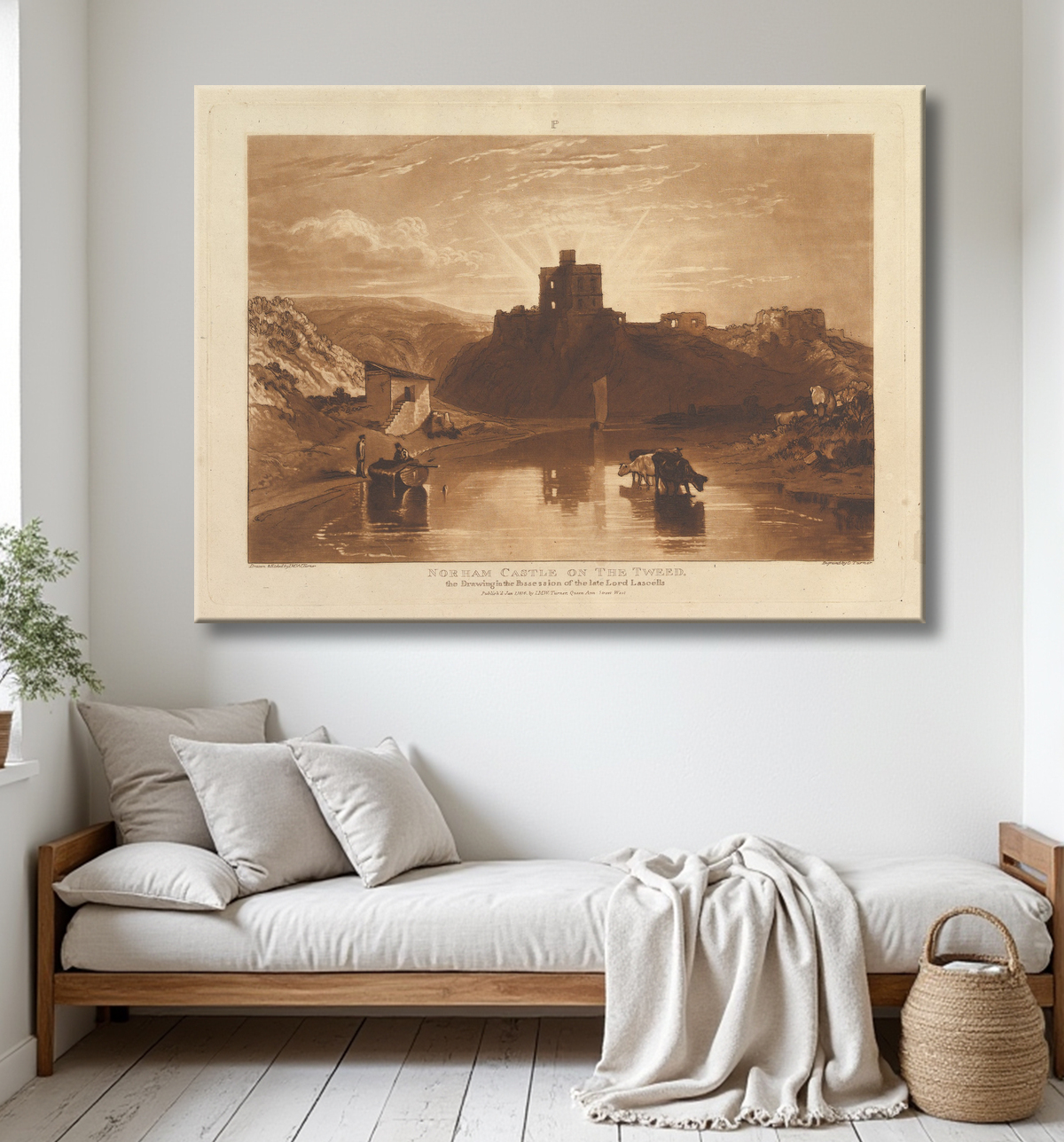 Reproduction Château de Norham sur le Tweed (Liber Studiorum, partie XII, planche 57) de Joseph Mallord William Turner avec decor