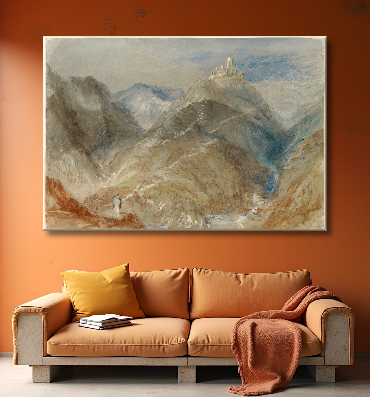 Reproduction Château sur les hauteurs près de Genève de Joseph Mallord William Turner avec decor