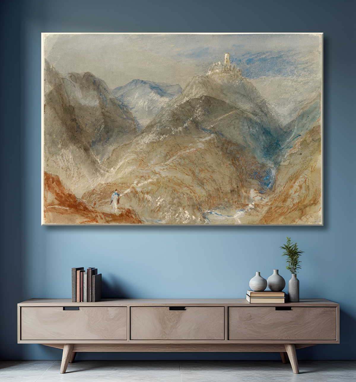 Reproduction Château sur les hauteurs près de Genève de Joseph Mallord William Turner avec decor