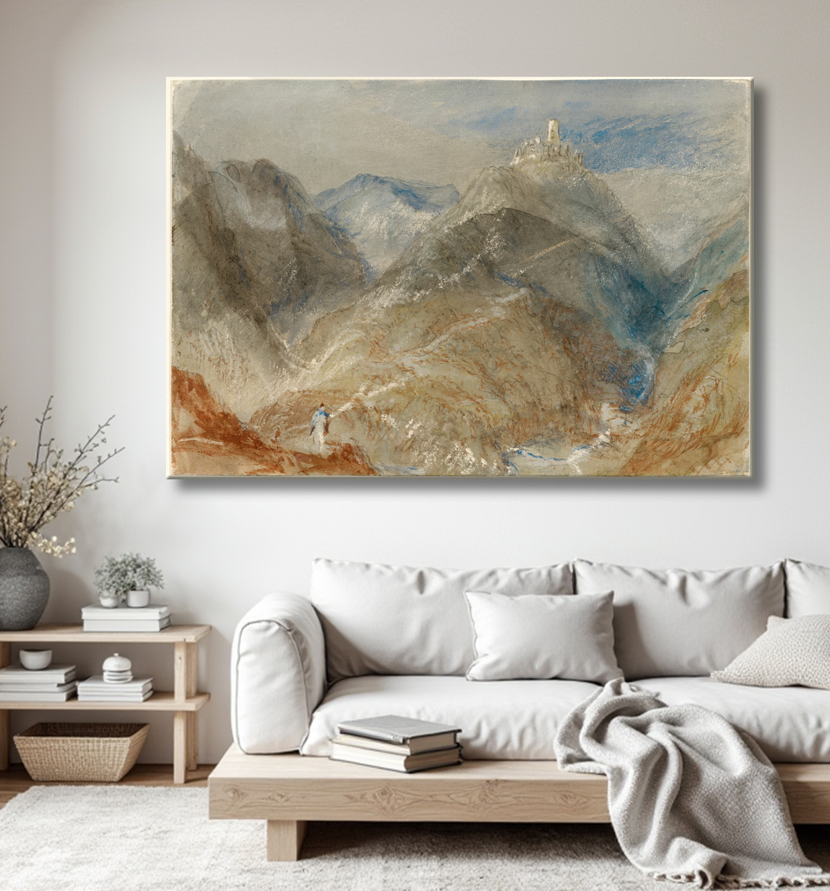 Reproduction Château sur les hauteurs près de Genève de Joseph Mallord William Turner avec decor