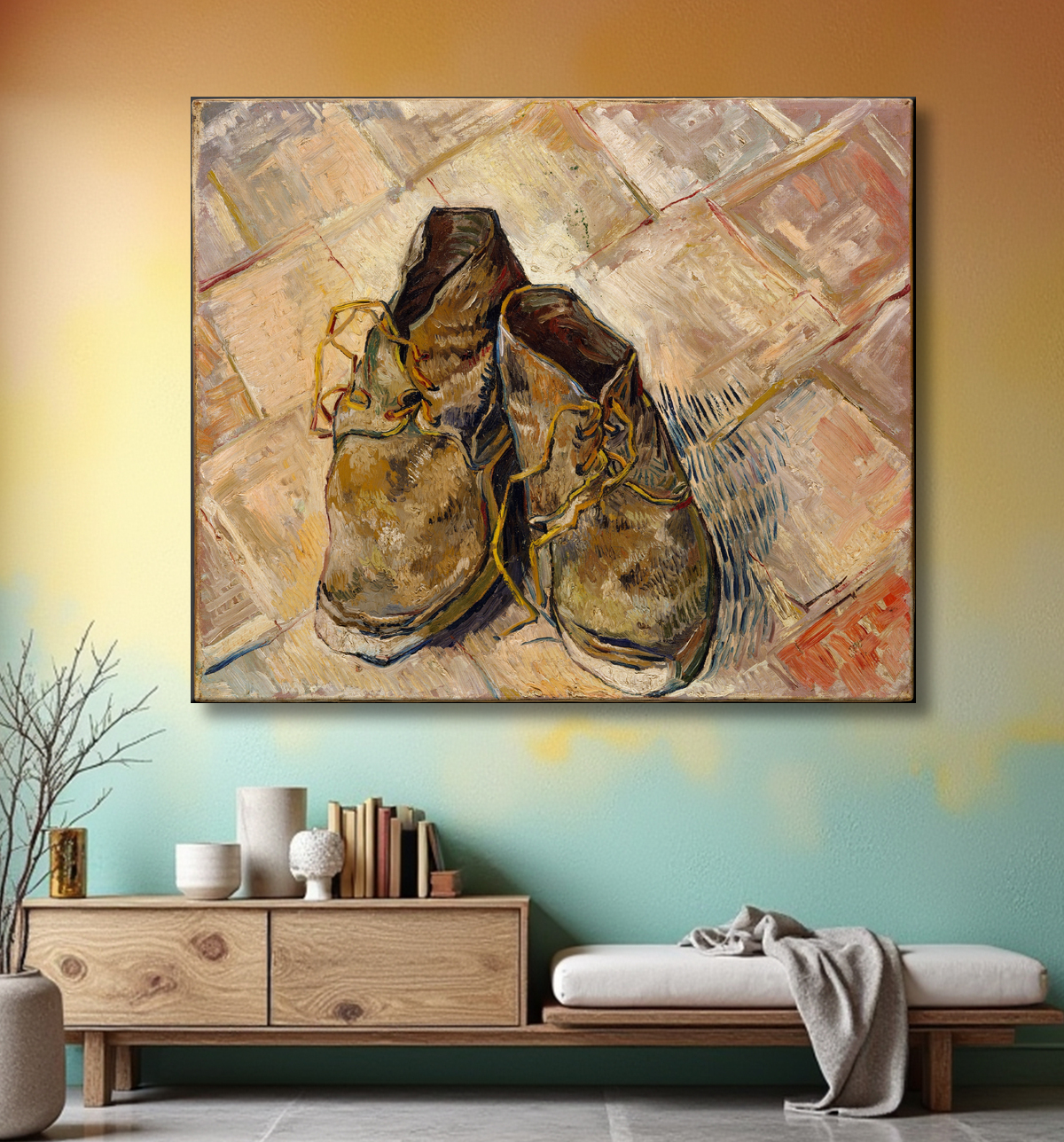 Reproduction Chaussures de Vincent van Gogh avec decor