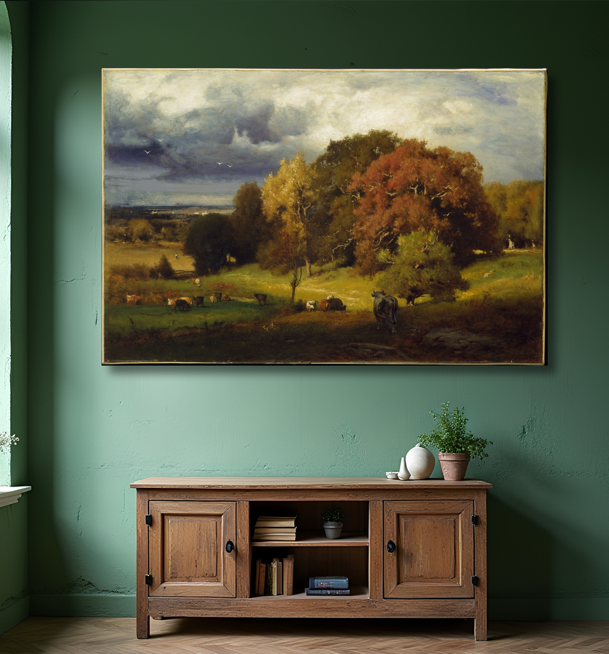 Reproduction Chênes d'automne de George Inness avec decor