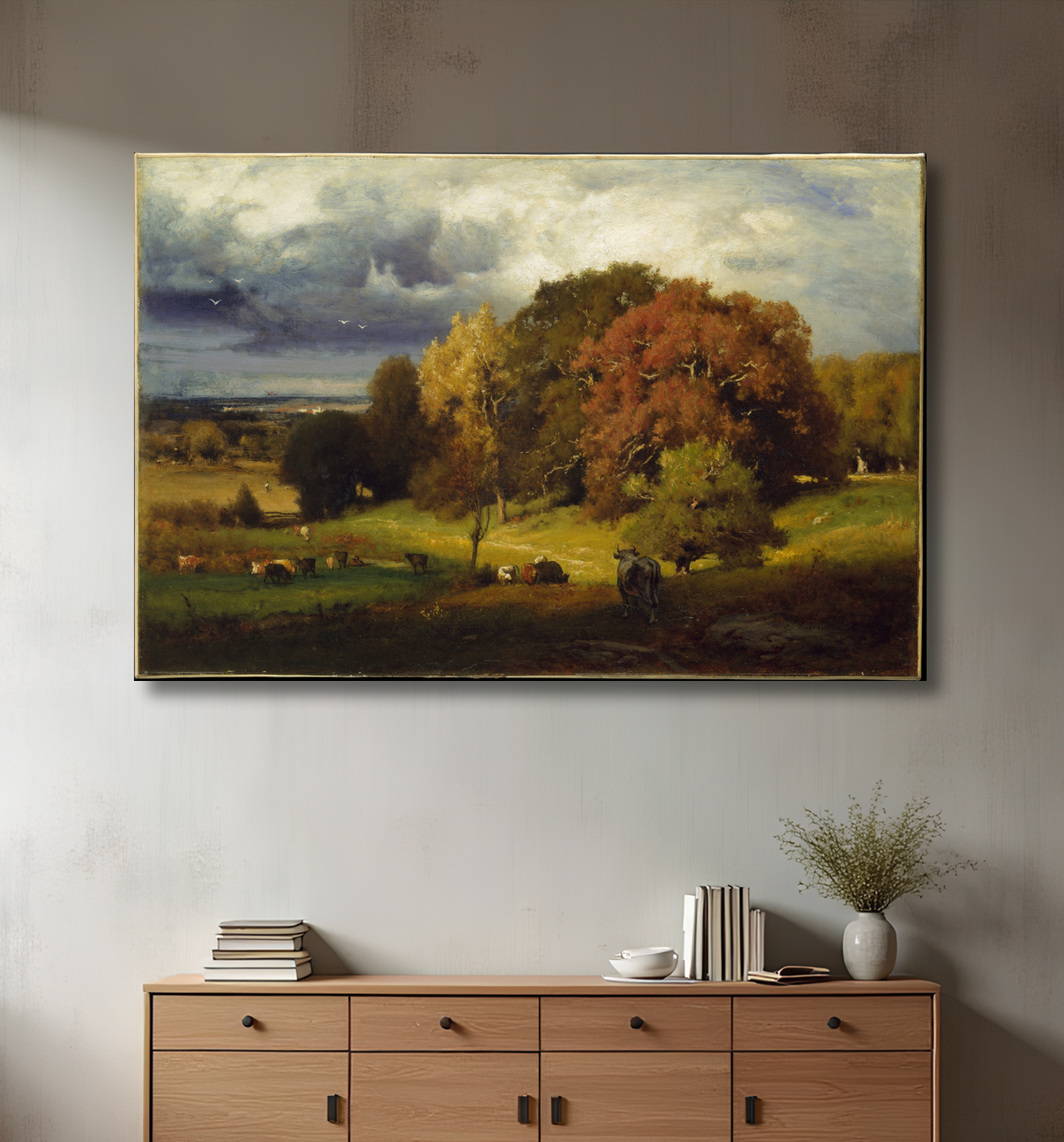 Reproduction Chênes d'automne de George Inness avec decor