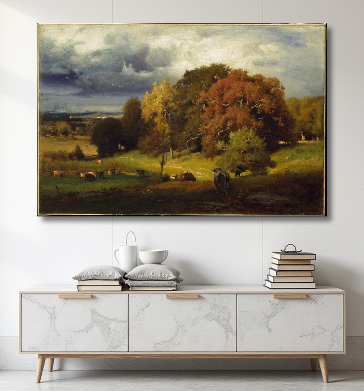 Reproduction Chênes d'automne de George Inness avec decor