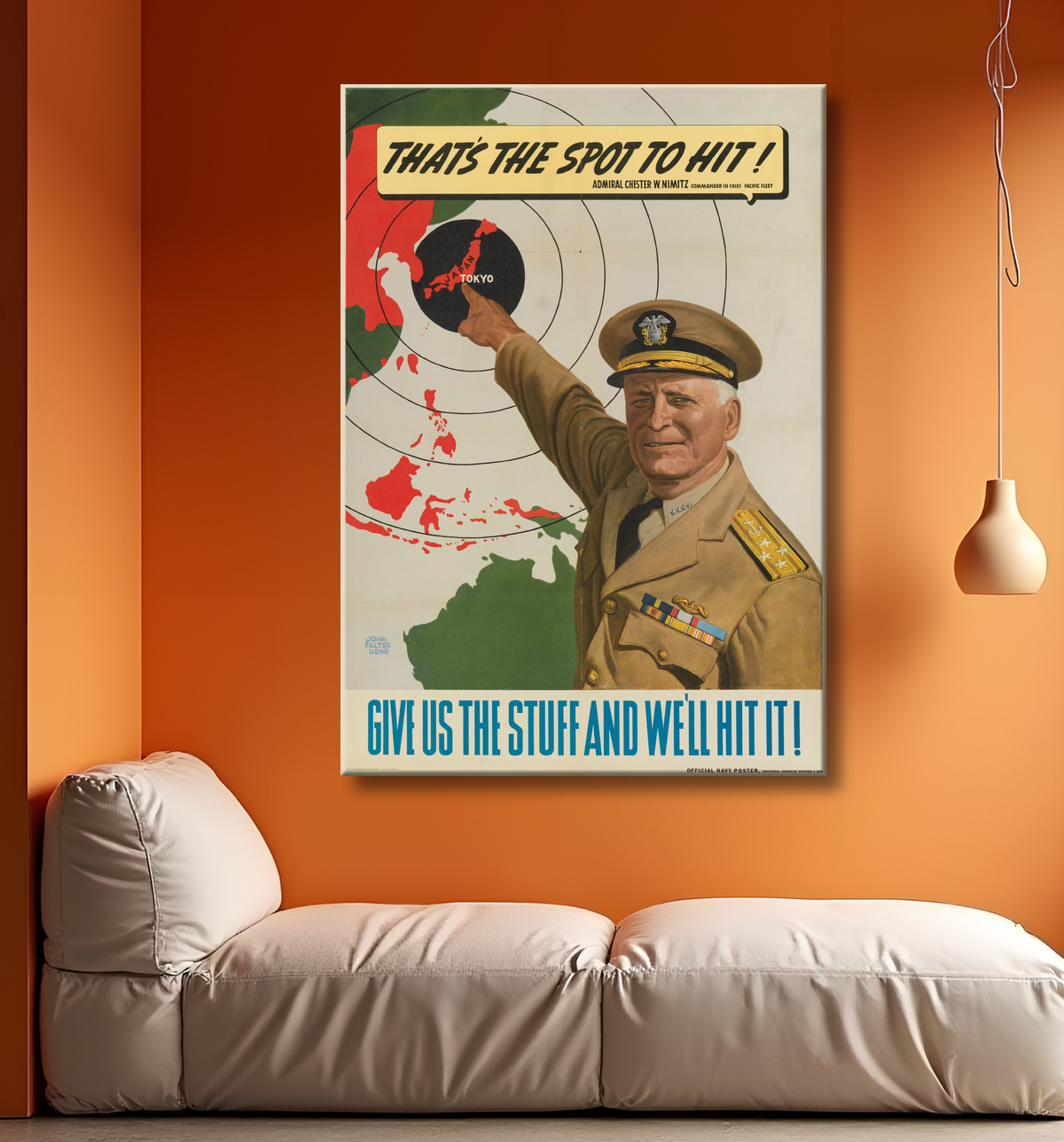 Reproduction ChesterWilliam Nimitz de John Philip Falter, 1910 - 1982 avec decor