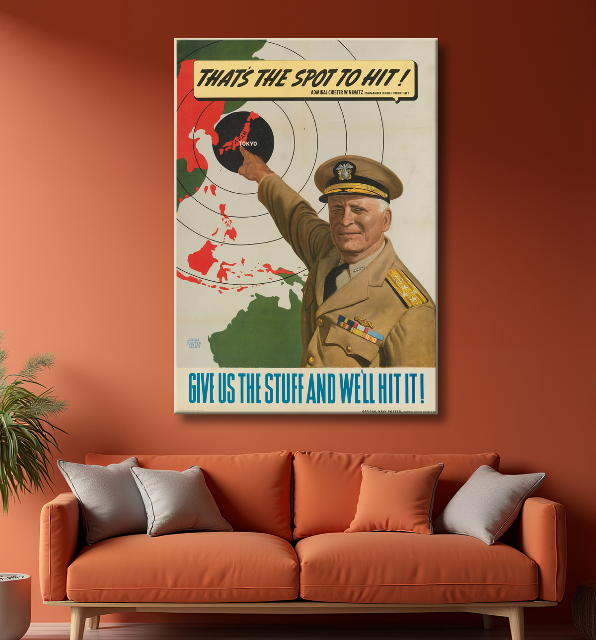 Reproduction ChesterWilliam Nimitz de John Philip Falter, 1910 - 1982 avec decor