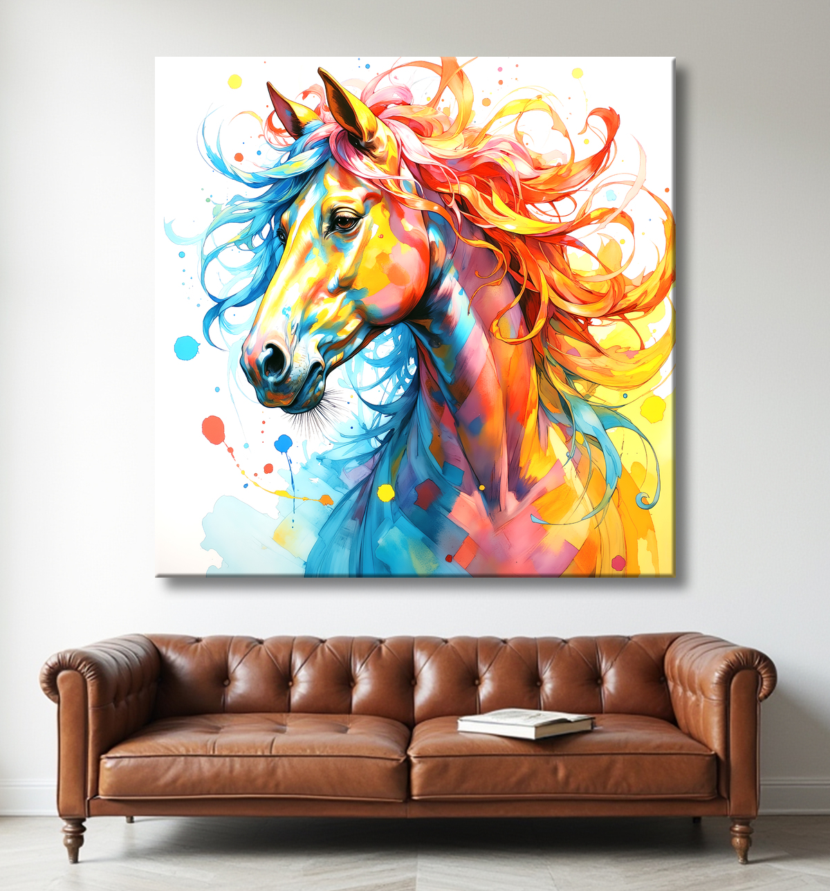 Tableau cheval pop art - Explosion graphique et couleurs vives avec decor