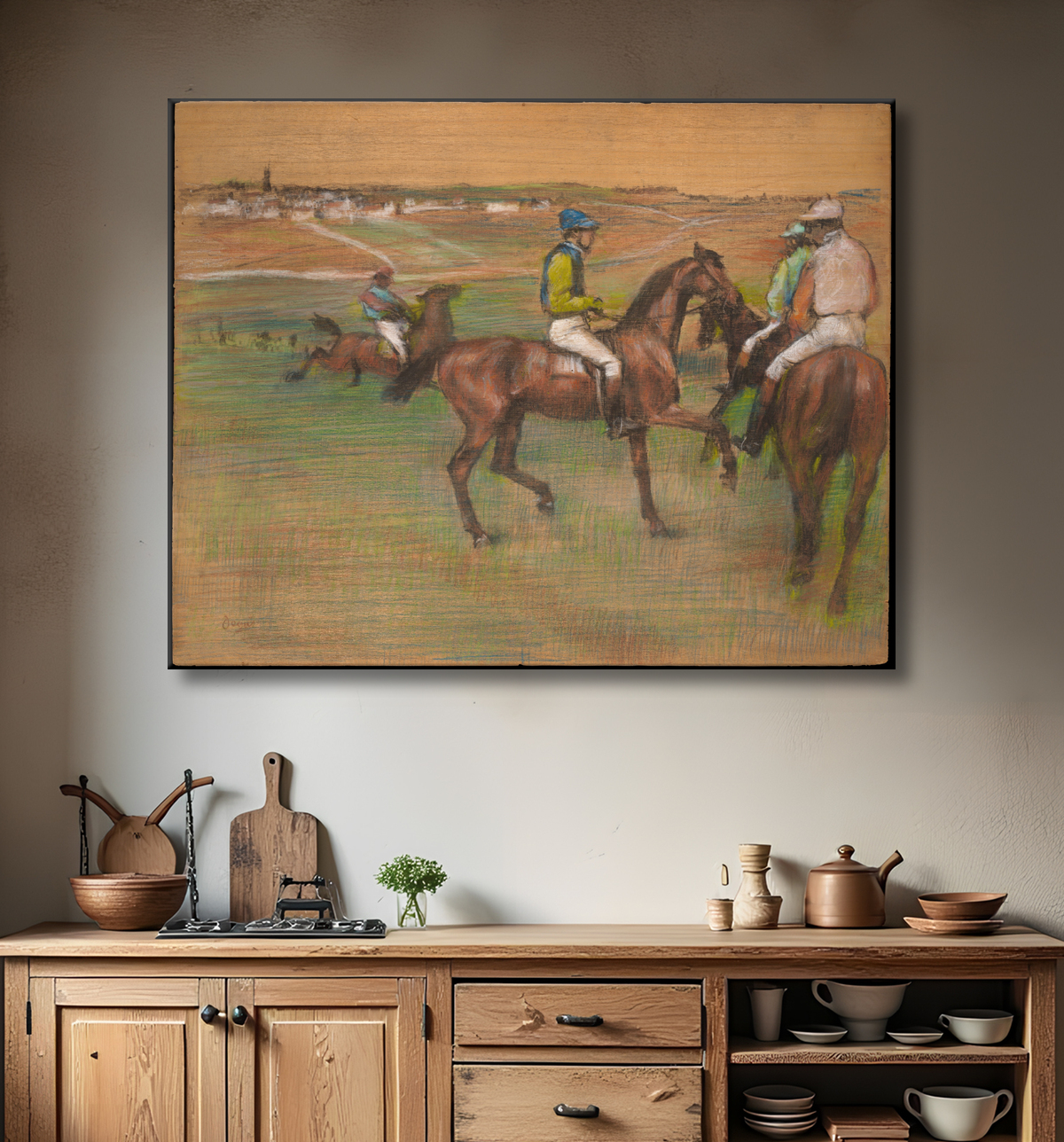 Reproduction Chevaux de course de Edgar Degas avec decor
