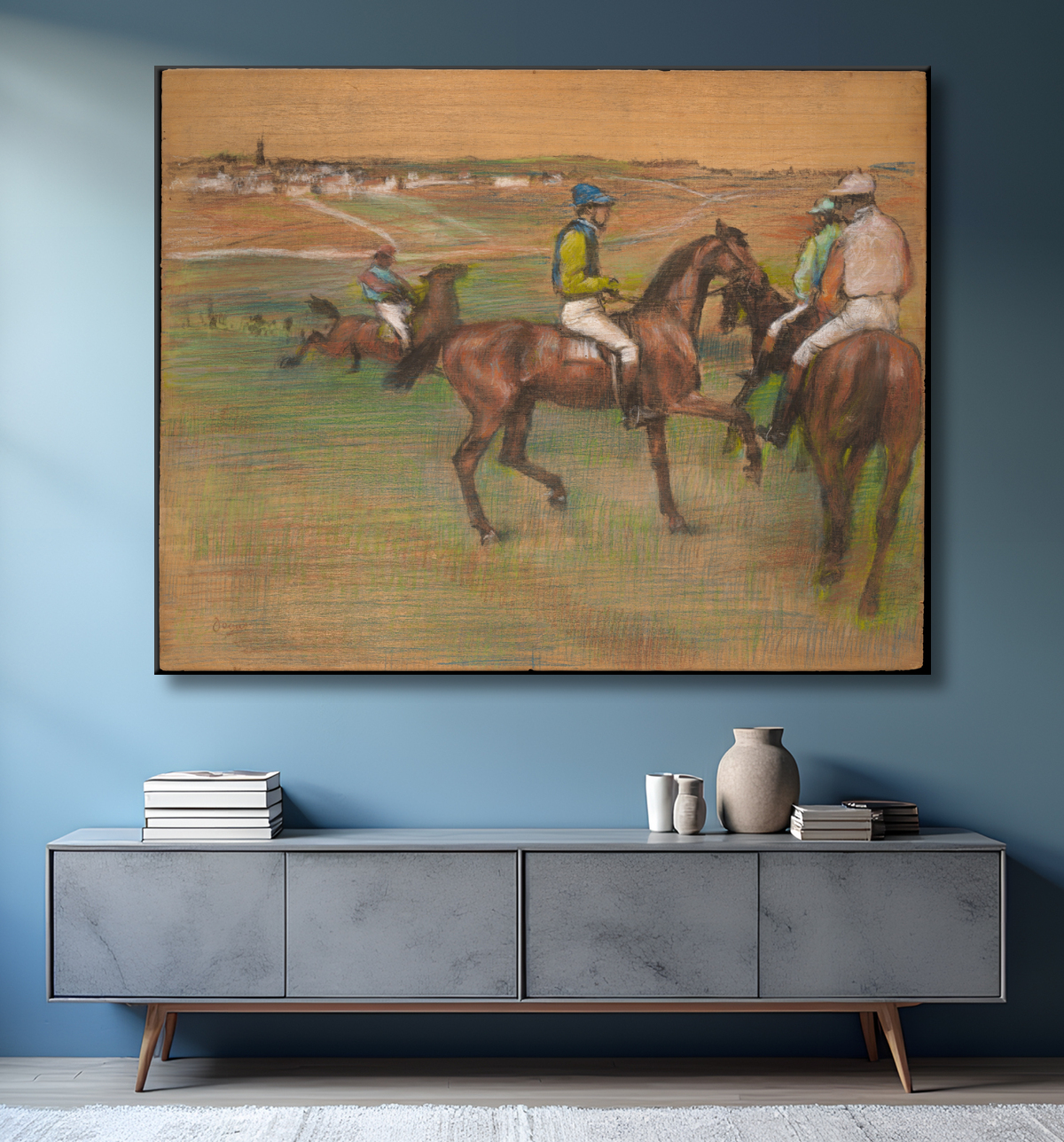 Reproduction Chevaux de course de Edgar Degas avec decor