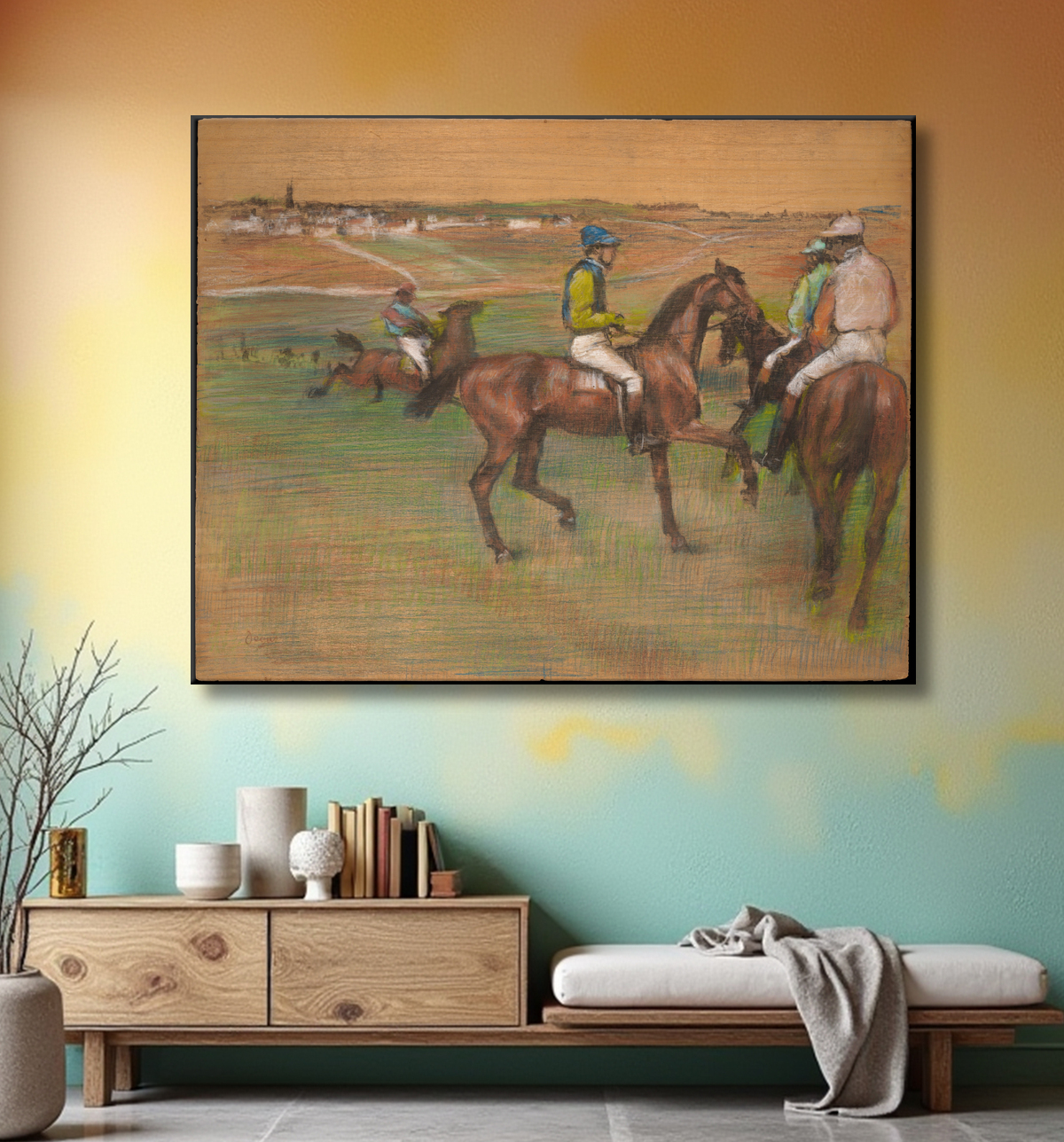 Reproduction Chevaux de course de Edgar Degas avec decor